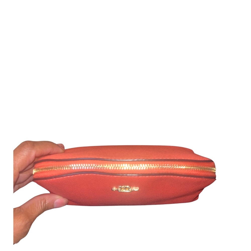 Coach Coral Orange Crossgrain Leather Cosmetic Case - Picture 6 of 13